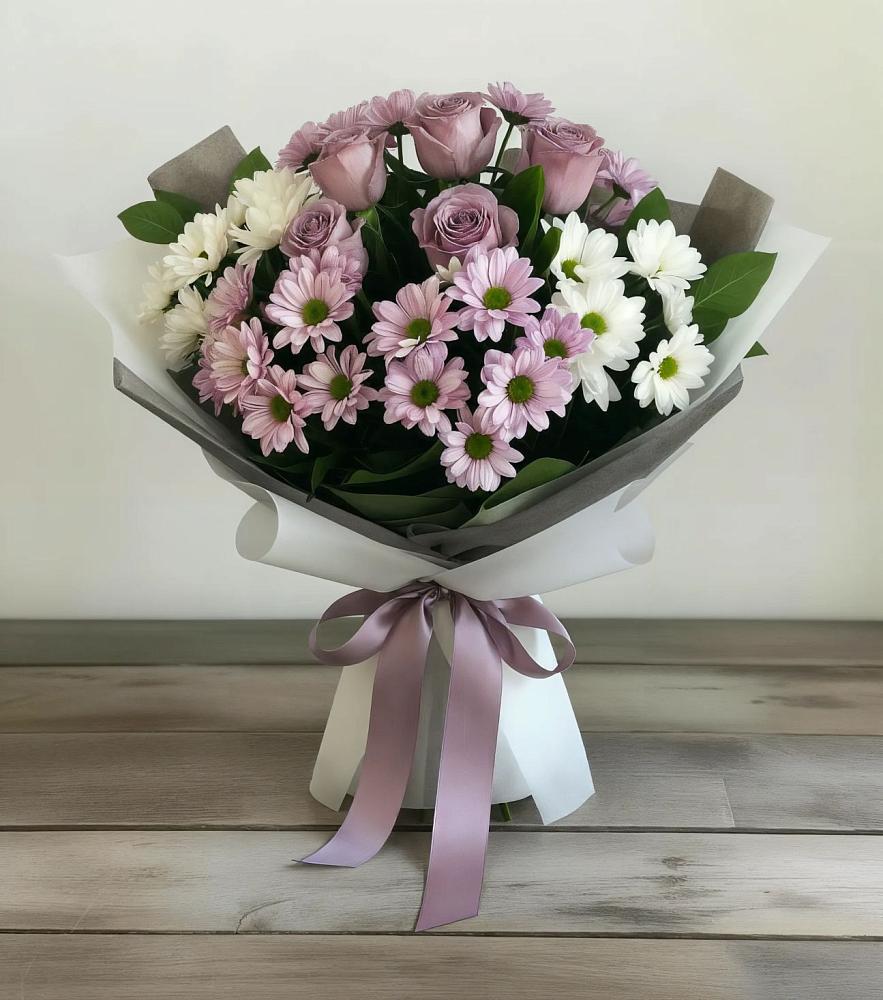 Букет цветов из: Хризантемы и Розы в Североонежск