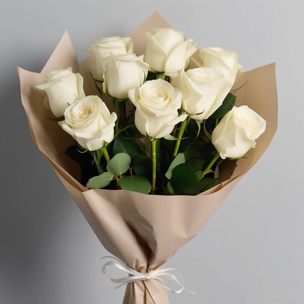 Букет 9 Белых роз Эдлесс Лав в Североонежск