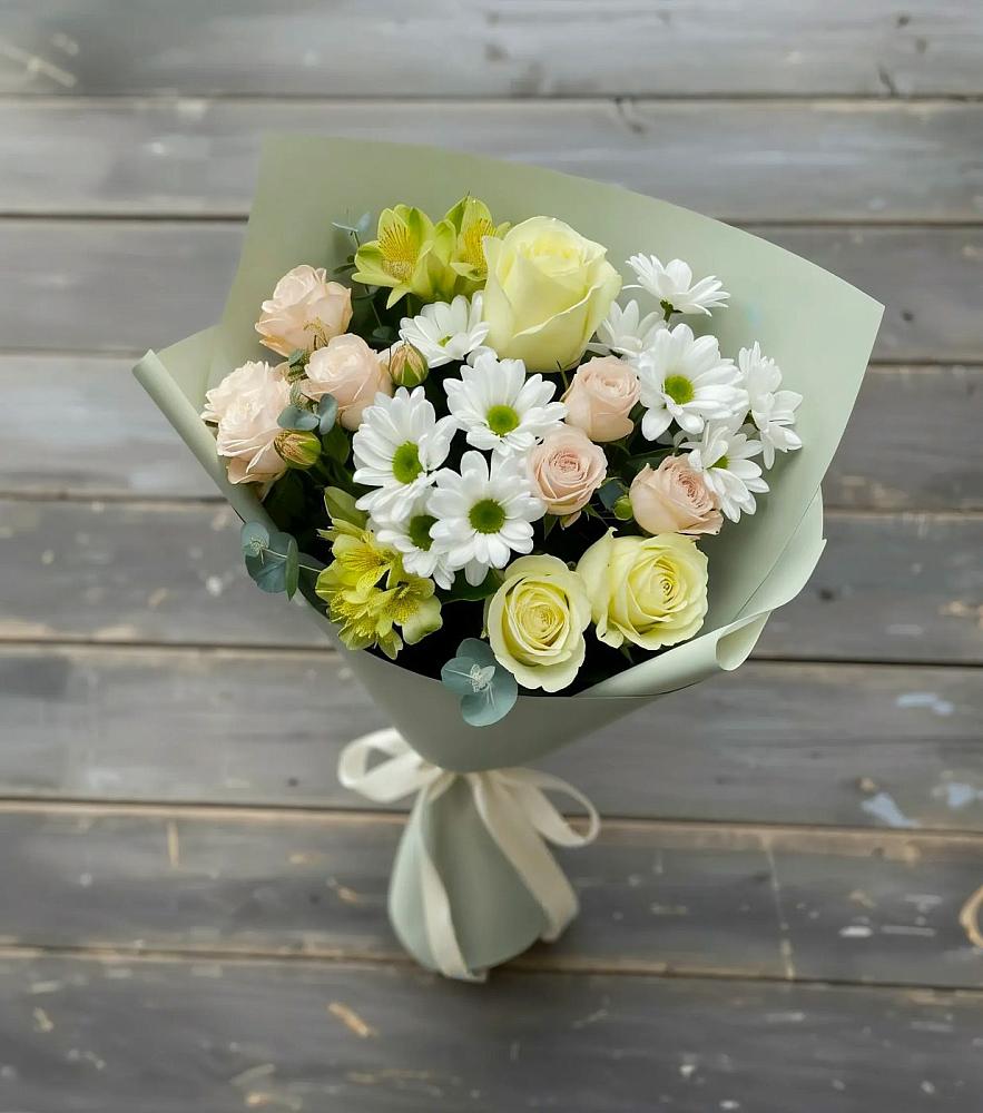 Букет цветов из: Альстромерии, Розы и Хризантемы в Североонежск