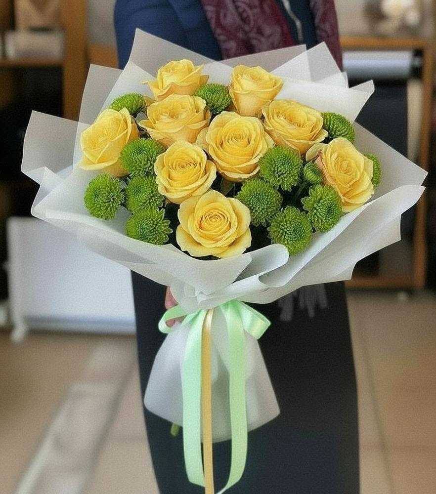 Букет цветов из: Хризантемы и Розы в Североонежск