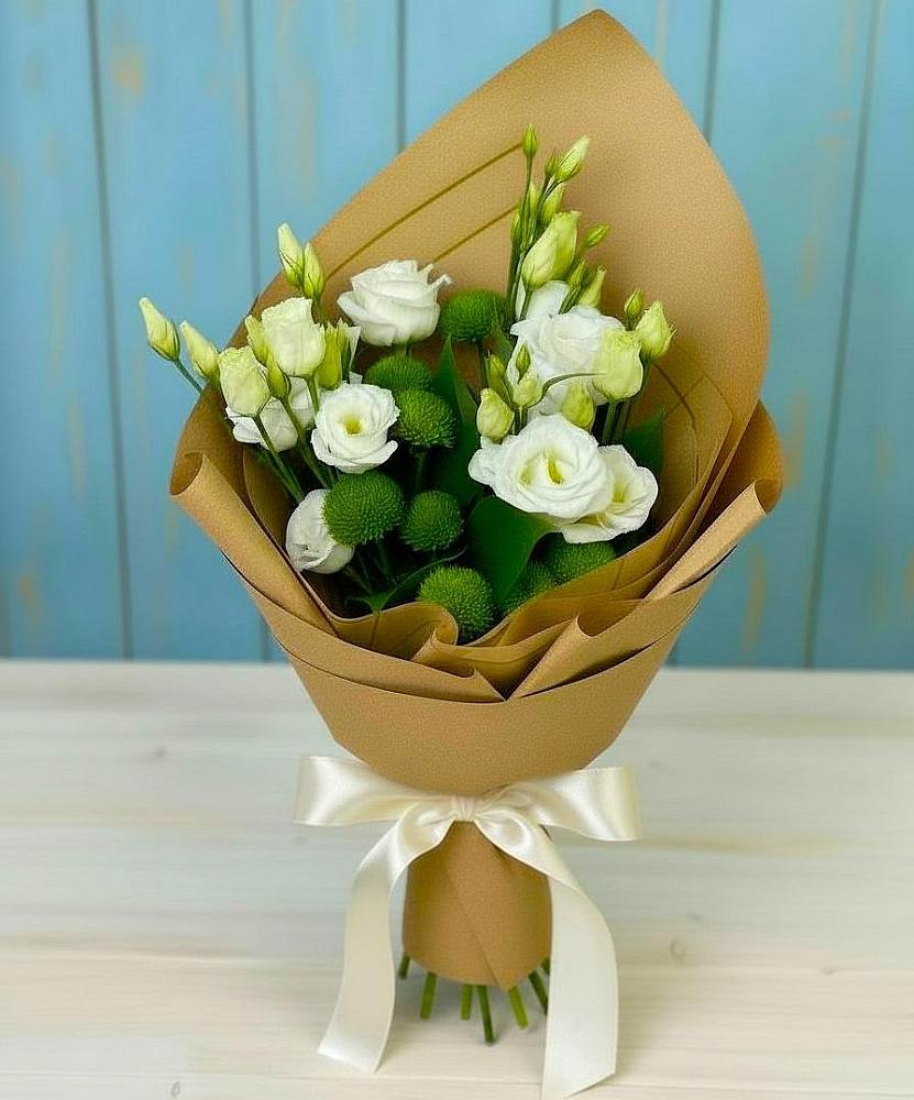 Букет цветов из: Хризантемы и Лизиантусы в Североонежск