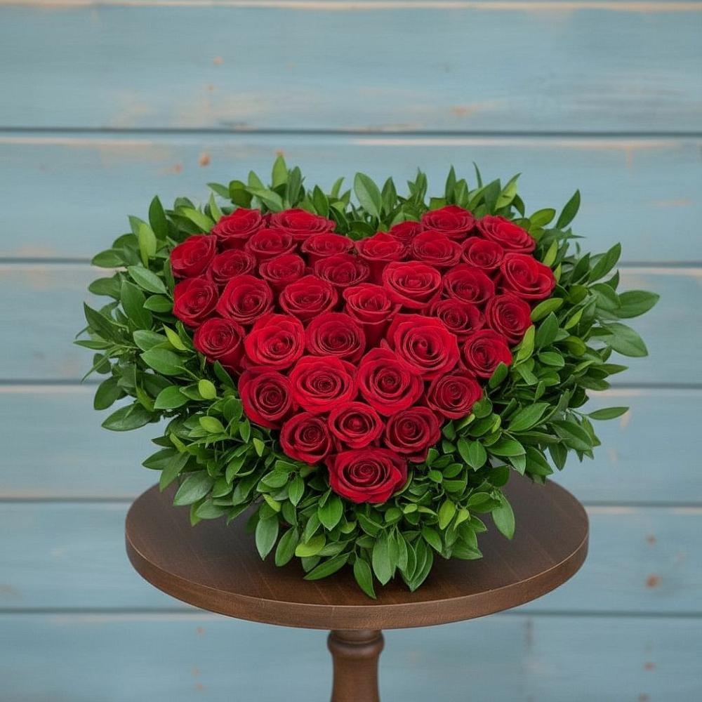 Цветочная композиция из Розы в виде сердца в Североонежск