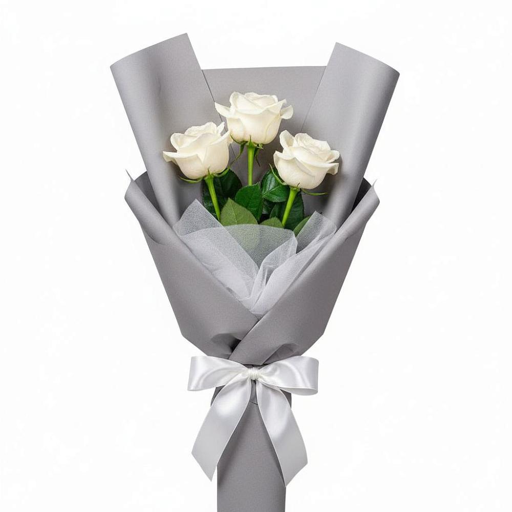 Букет 3 белые розы в Североонежск