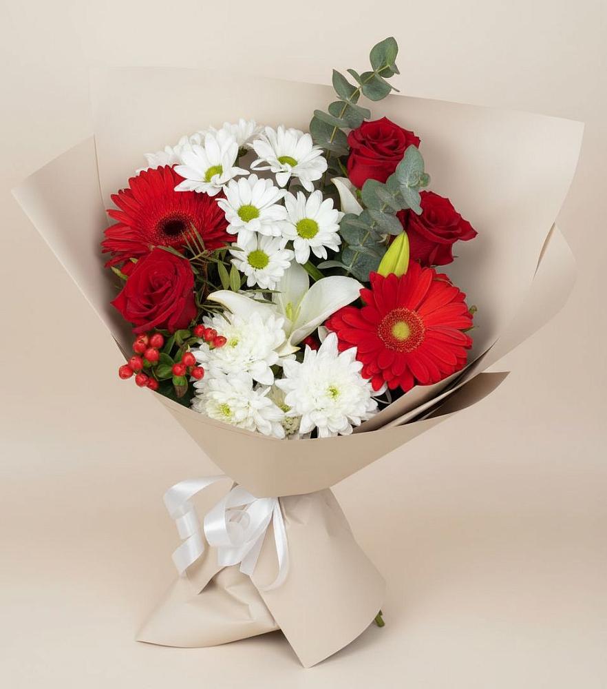 Букет цветов из: Розы, Хризантемы, Герберы и Лилии в Североонежск
