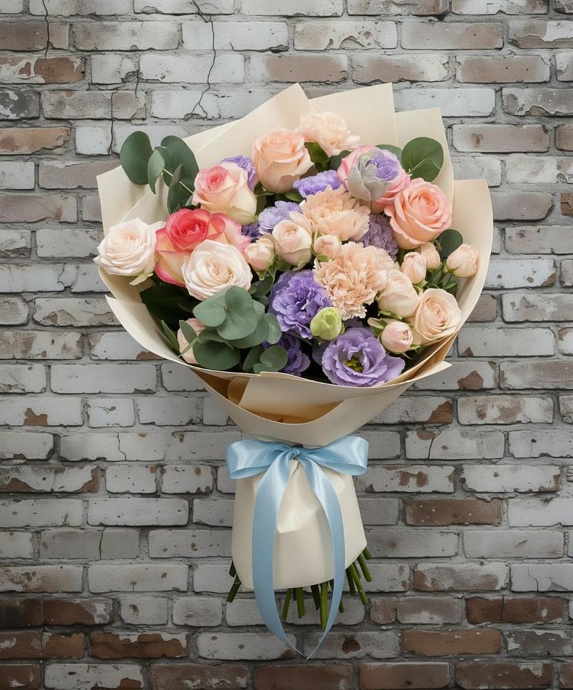 Букет цветов из: Розы, Лизиантусы и Гвоздики в Североонежск