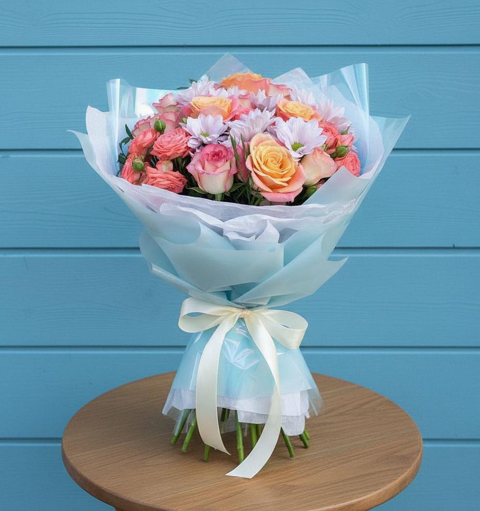 Букет цветов из: Хризантемы и Розы в Североонежск