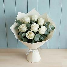 Букет Белые розы в Эвкалипте #REPLACE_PRED# Североонежск